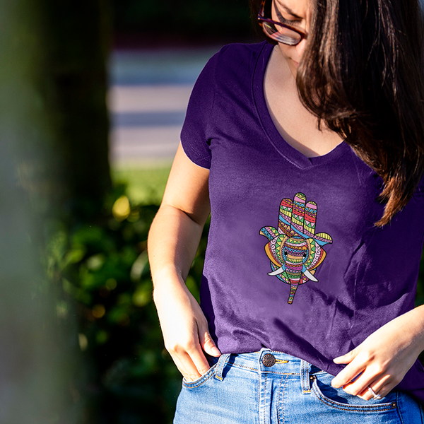 Hamsa Elephant - V-Neck