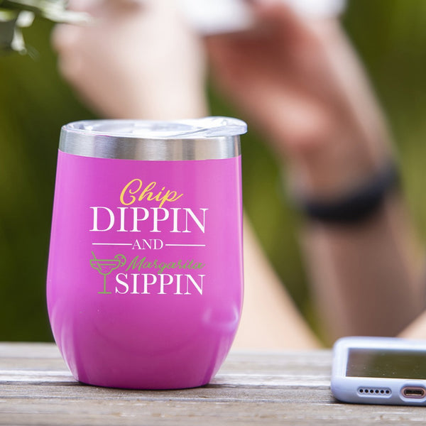 Chippin' Dippin' Margarita Sippin' – Engraved Stainless Steel Tumbler,  Margarita Cup, Vacation Tumbler – 3C Etching LTD