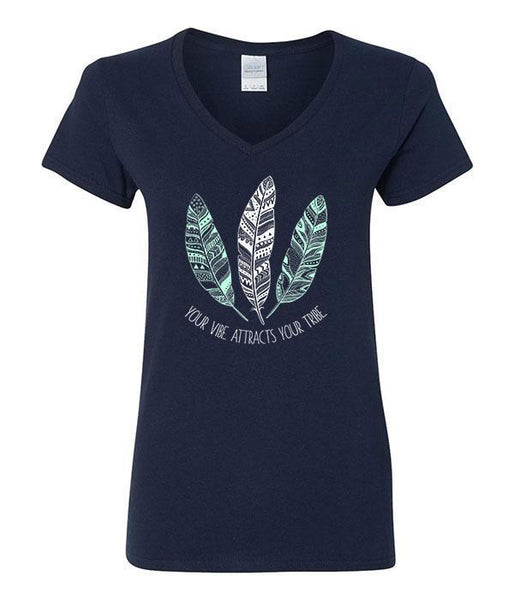 Your Vibe Attracts Your Tribe (Feather Version) V-Neck – SoulfulWear