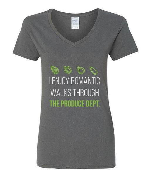 I Enjoy Romantic Walks Through The Produce Department - V-Neck