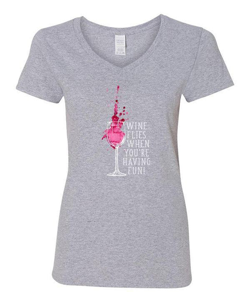 Wine Flies When You're Having Fun V-Neck (Splash Version)