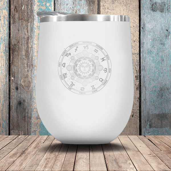 Zodiac Wheel - Stemless Wine Glass