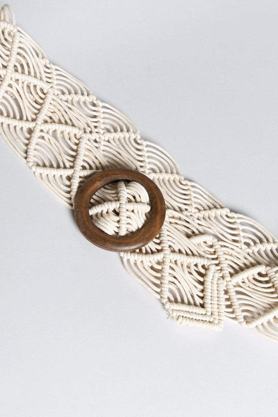 Leatherette + Wood Buckle Belt